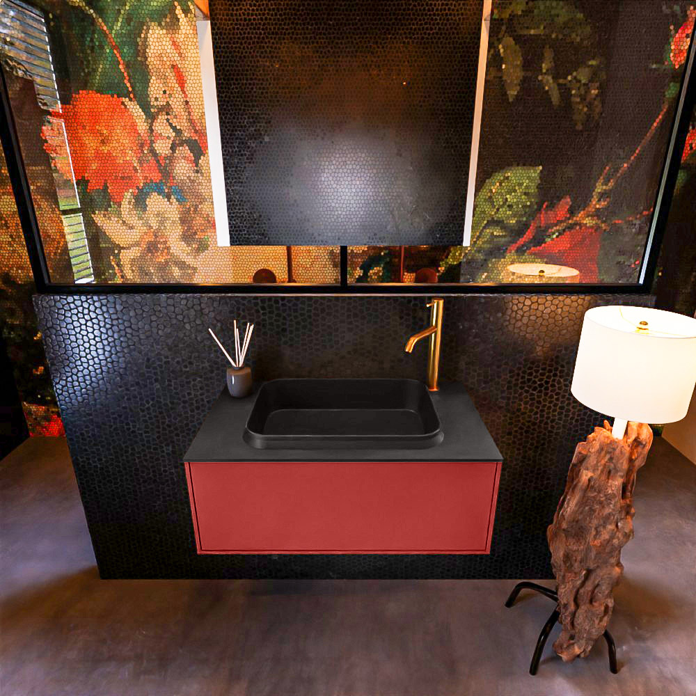 MONDIAZ ERIN 80cm mueble de baño color Fire 1 cajón. Lavabo RIDGE Centro 1 orificio color Urban. 3 MONDIAZ ERIN 80cm mueble de baño color Fire 1 cajón. Lavabo RIDGE Centro 1 orificio color Urban. - Imagen 3