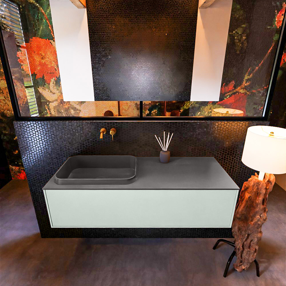 MONDIAZ ERIN 120cm mueble de baño color Greey 1 cajón. Lavabo RIDGE Izquierda sin orificio color Dark Grey. 3 MONDIAZ ERIN 120cm mueble de baño color Greey 1 cajón. Lavabo RIDGE Izquierda sin orificio color Dark Grey. - Imagen 3