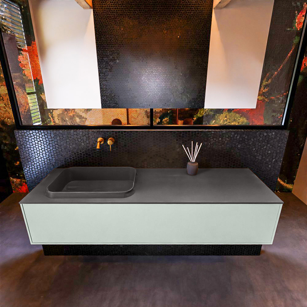 MONDIAZ ERIN 150cm mueble de baño color Greey 1 cajón. Lavabo RIDGE Izquierda sin orificio color Dark Grey. 3 MONDIAZ ERIN 150cm mueble de baño color Greey 1 cajón. Lavabo RIDGE Izquierda sin orificio color Dark Grey. - Imagen 3