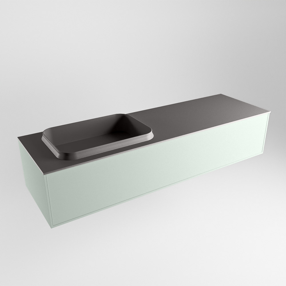 MONDIAZ ERIN 150cm mueble de baño color Greey 1 cajón. Lavabo RIDGE Izquierda sin orificio color Dark Grey. 4 MONDIAZ ERIN 150cm mueble de baño color Greey 1 cajón. Lavabo RIDGE Izquierda sin orificio color Dark Grey. - Imagen 4