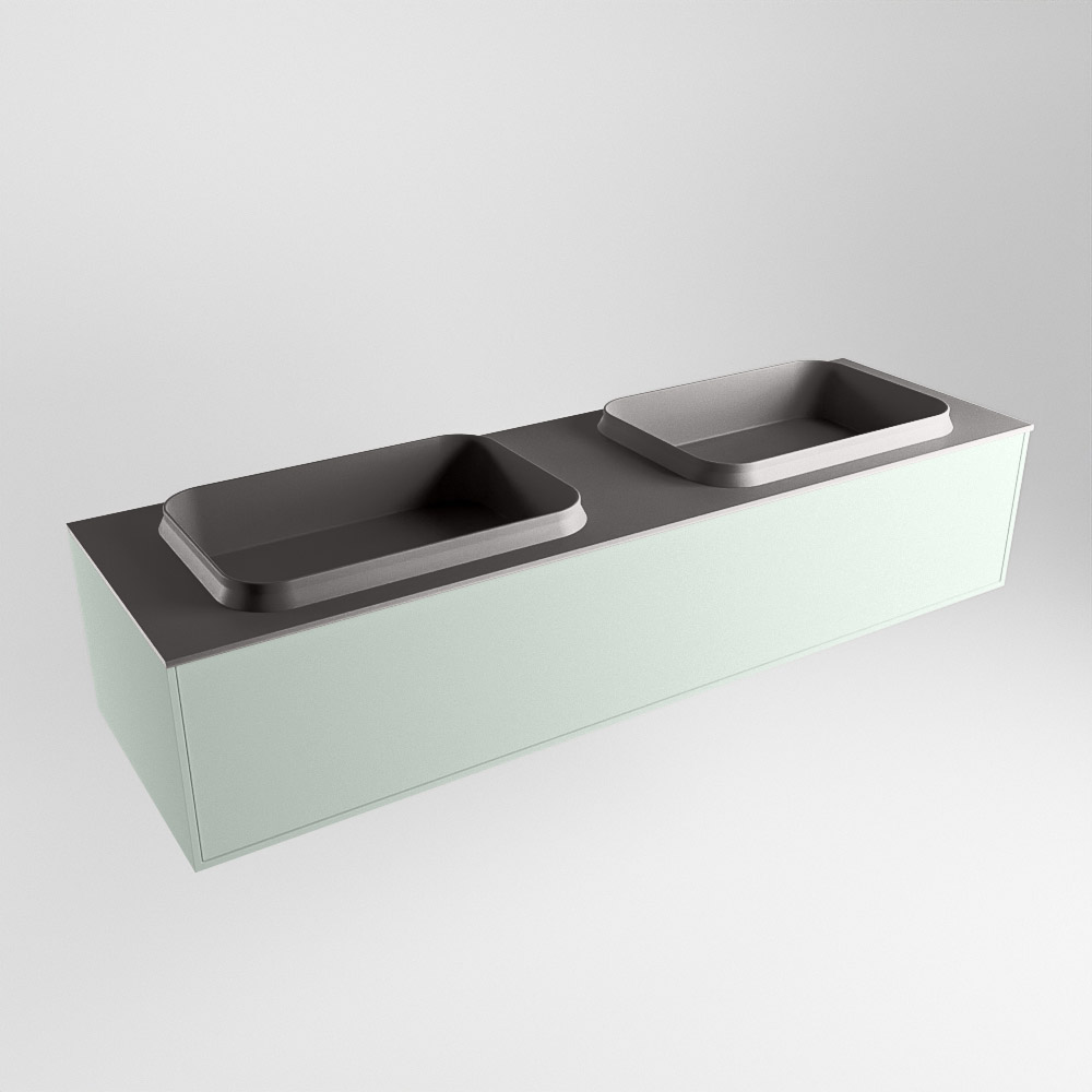 MONDIAZ ERIN 150cm mueble de baño color Greey 1 cajón. Lavabo RIDGE Doble sin orificio color Dark Grey. 4 MONDIAZ ERIN 150cm mueble de baño color Greey 1 cajón. Lavabo RIDGE Doble sin orificio color Dark Grey. - Imagen 4
