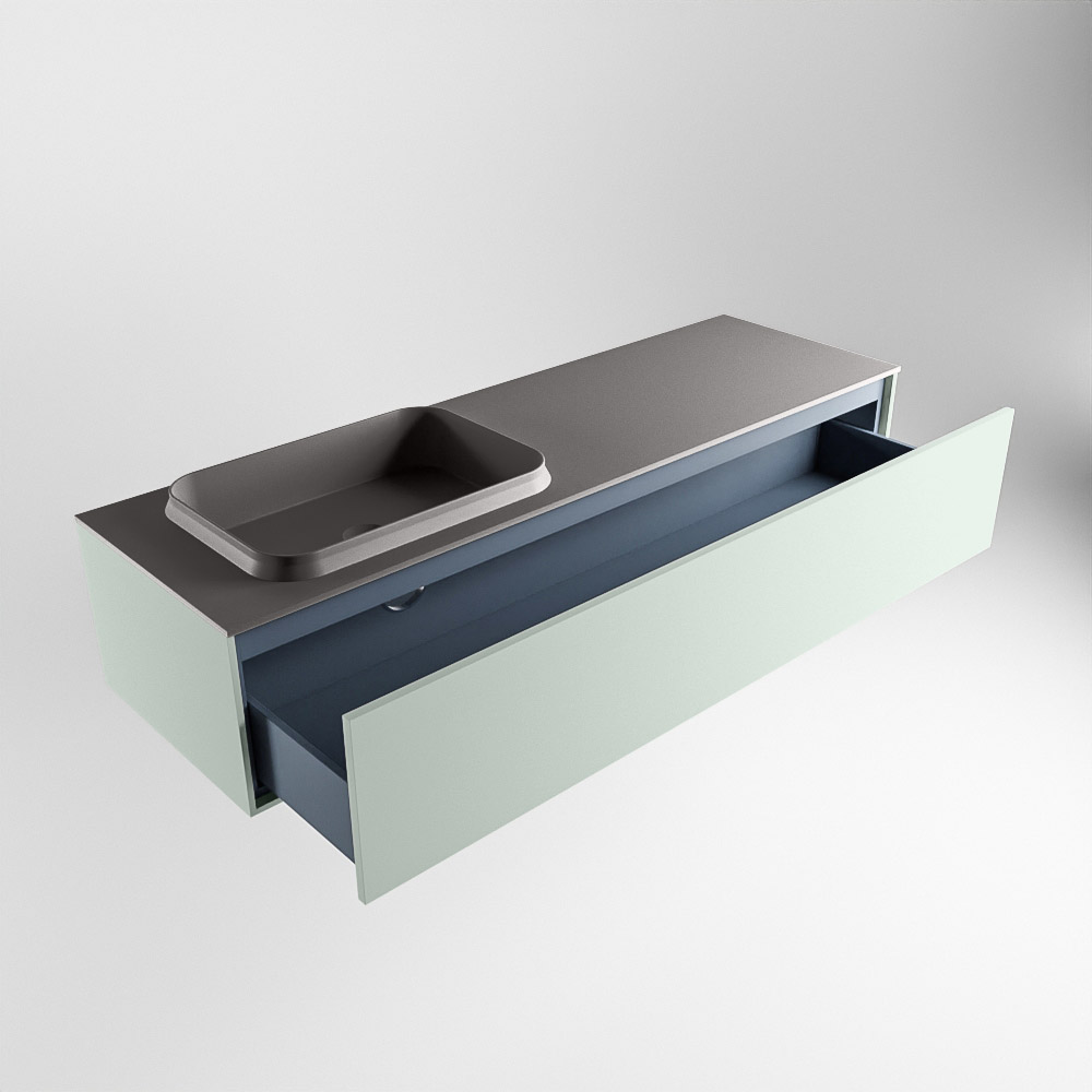 MONDIAZ ERIN 150cm mueble de baño color Greey 1 cajón. Lavabo RIDGE Izquierda sin orificio color Dark Grey. 6 MONDIAZ ERIN 150cm mueble de baño color Greey 1 cajón. Lavabo RIDGE Izquierda sin orificio color Dark Grey. - Imagen 6