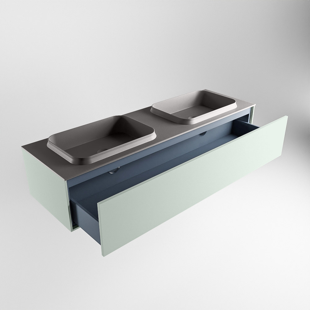 MONDIAZ ERIN 150cm mueble de baño color Greey 1 cajón. Lavabo RIDGE Doble sin orificio color Dark Grey. 6 MONDIAZ ERIN 150cm mueble de baño color Greey 1 cajón. Lavabo RIDGE Doble sin orificio color Dark Grey. - Imagen 6