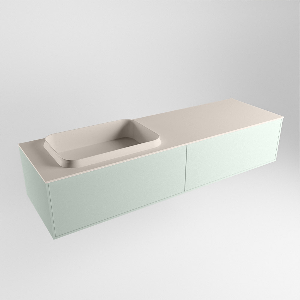 MONDIAZ ERIN 150cm mueble de baño color Greey 2 cajones. Lavabo RIDGE Izquierda 1 orificio color Linen. 4 MONDIAZ ERIN 150cm mueble de baño color Greey 2 cajones. Lavabo RIDGE Izquierda 1 orificio color Linen. - Imagen 4