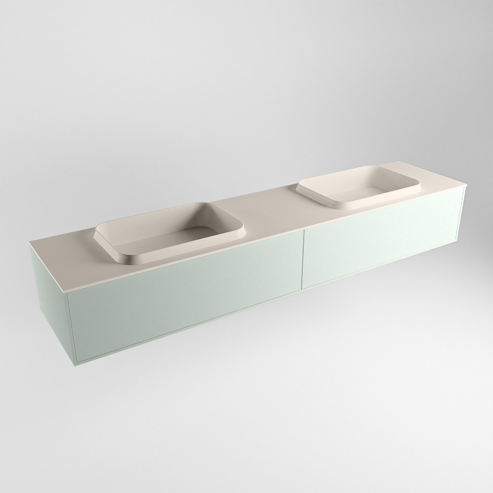 MONDIAZ ERIN 200cm mueble de baño color Greey 2 cajones. Lavabo RIDGE Doble sin orificio color Linen. 4 MONDIAZ ERIN 200cm mueble de baño color Greey 2 cajones. Lavabo RIDGE Doble sin orificio color Linen. - Imagen 4