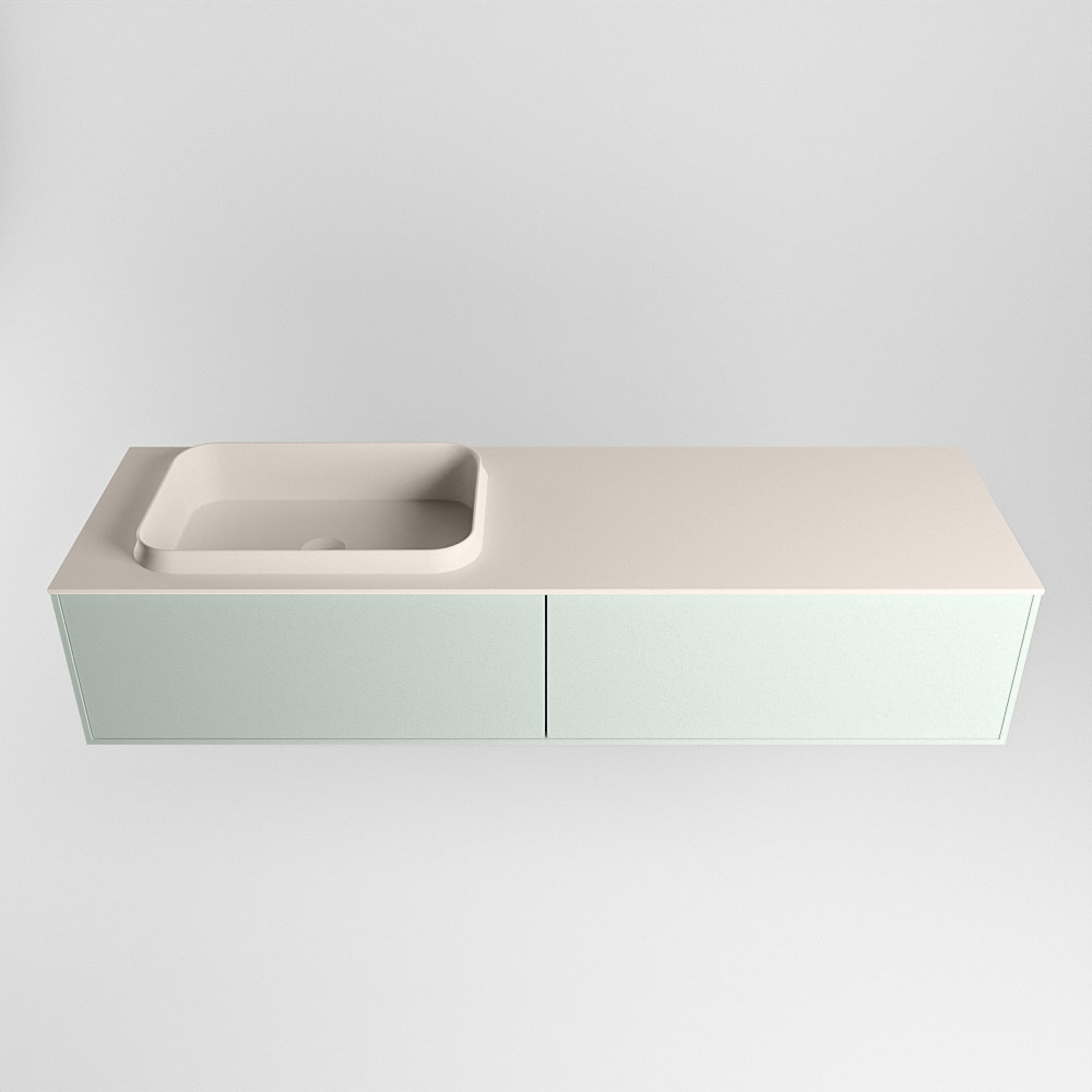 MONDIAZ ERIN 150cm mueble de baño color Greey 2 cajones. Lavabo RIDGE Izquierda 1 orificio color Linen. 5 MONDIAZ ERIN 150cm mueble de baño color Greey 2 cajones. Lavabo RIDGE Izquierda 1 orificio color Linen. - Imagen 5
