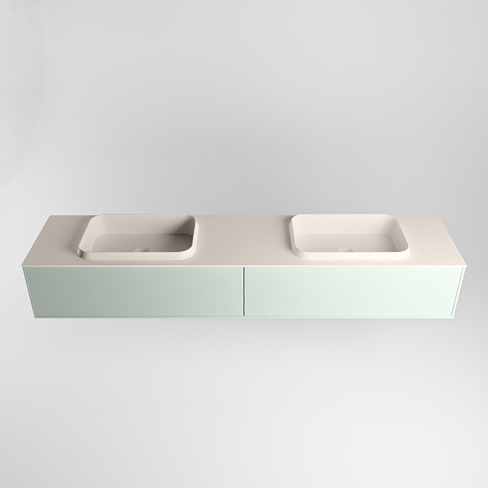 MONDIAZ ERIN 200cm mueble de baño color Greey 2 cajones. Lavabo RIDGE Doble sin orificio color Linen. 5 MONDIAZ ERIN 200cm mueble de baño color Greey 2 cajones. Lavabo RIDGE Doble sin orificio color Linen. - Imagen 5