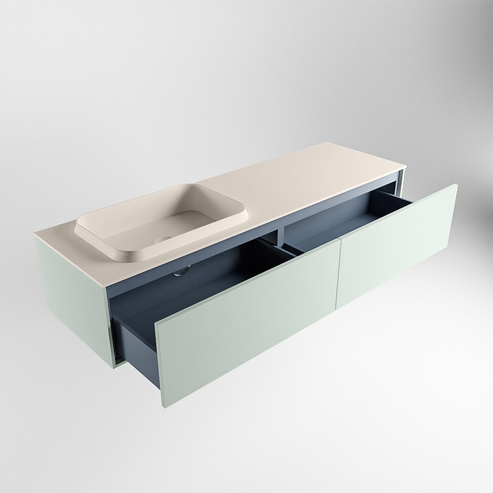 MONDIAZ ERIN 150cm mueble de baño color Greey 2 cajones. Lavabo RIDGE Izquierda 1 orificio color Linen. 6 MONDIAZ ERIN 150cm mueble de baño color Greey 2 cajones. Lavabo RIDGE Izquierda 1 orificio color Linen. - Imagen 6