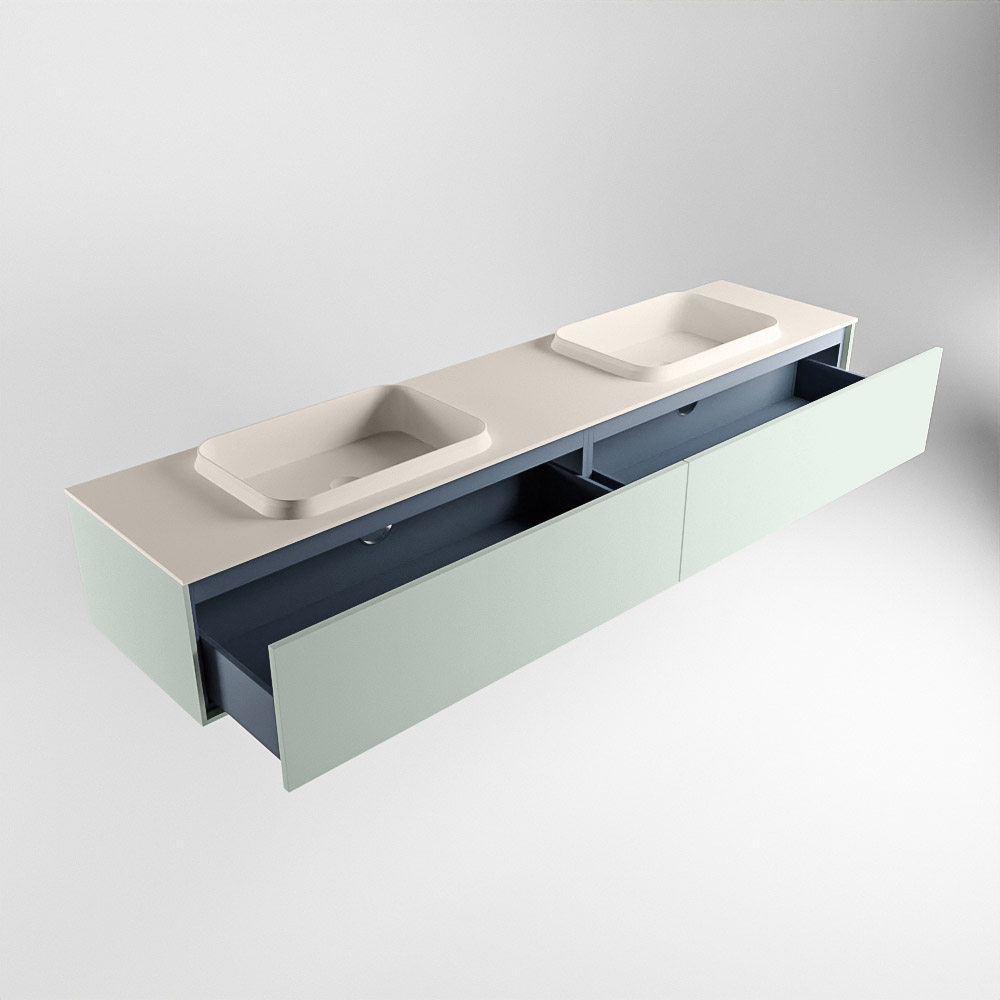 MONDIAZ ERIN 200cm mueble de baño color Greey 2 cajones. Lavabo RIDGE Doble sin orificio color Linen. 6 MONDIAZ ERIN 200cm mueble de baño color Greey 2 cajones. Lavabo RIDGE Doble sin orificio color Linen. - Imagen 6