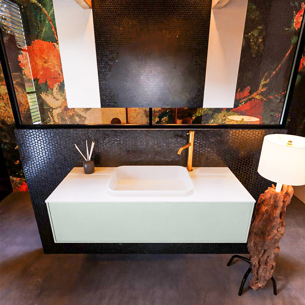 MONDIAZ ERIN 120cm mueble de baño color Greey 1 cajón. Lavabo RIDGE Centro 1 orificio color Talc. 3 MONDIAZ ERIN 120cm mueble de baño color Greey 1 cajón. Lavabo RIDGE Centro 1 orificio color Talc. - Imagen 3