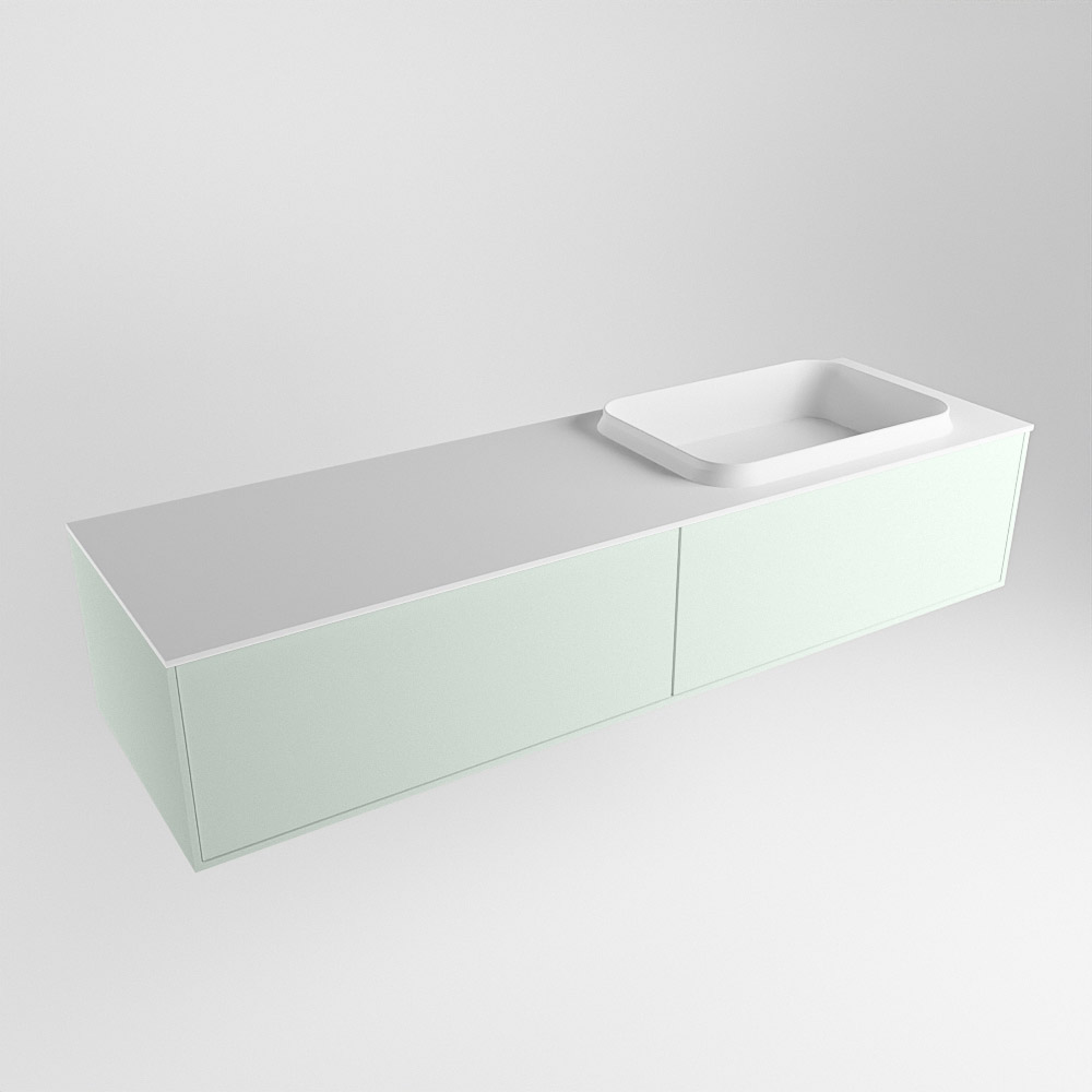MONDIAZ ERIN 150cm mueble de baño color Greey 2 cajones. Lavabo RIDGE Derecho 1 orificio color Talc. 4 MONDIAZ ERIN 150cm mueble de baño color Greey 2 cajones. Lavabo RIDGE Derecho 1 orificio color Talc. - Imagen 4