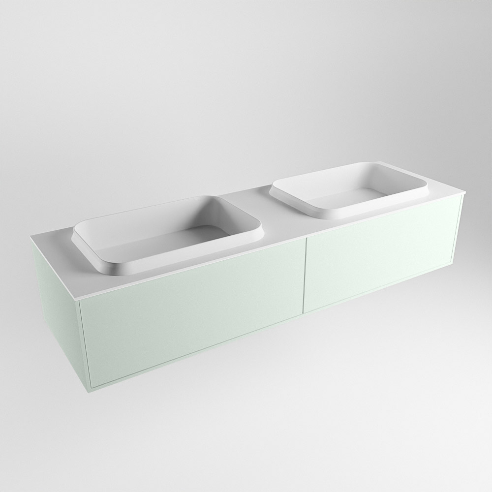 MONDIAZ ERIN 150cm mueble de baño color Greey 2 cajones. Lavabo RIDGE Doble 2 orificios color Talc. 4 MONDIAZ ERIN 150cm mueble de baño color Greey 2 cajones. Lavabo RIDGE Doble 2 orificios color Talc. - Imagen 4