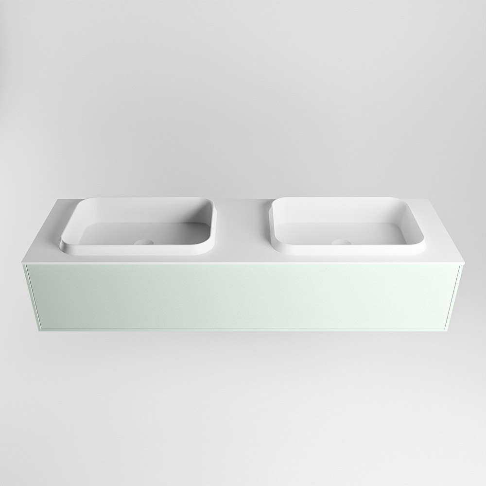 MONDIAZ ERIN 150cm mueble de baño color Greey 1 cajón. Lavabo RIDGE Doble 2 orificios color Talc. 5 MONDIAZ ERIN 150cm mueble de baño color Greey 1 cajón. Lavabo RIDGE Doble 2 orificios color Talc. - Imagen 5