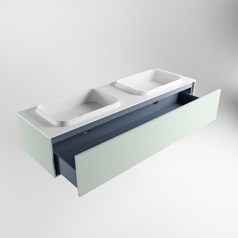 MONDIAZ ERIN 150cm mueble de baño color Greey 1 cajón. Lavabo RIDGE Doble 2 orificios color Talc. 6 MONDIAZ ERIN 150cm mueble de baño color Greey 1 cajón. Lavabo RIDGE Doble 2 orificios color Talc. - Imagen 6