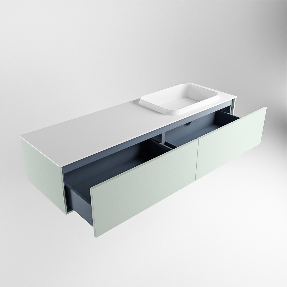 MONDIAZ ERIN 150cm mueble de baño color Greey 2 cajones. Lavabo RIDGE Derecho 1 orificio color Talc. 6 MONDIAZ ERIN 150cm mueble de baño color Greey 2 cajones. Lavabo RIDGE Derecho 1 orificio color Talc. - Imagen 6