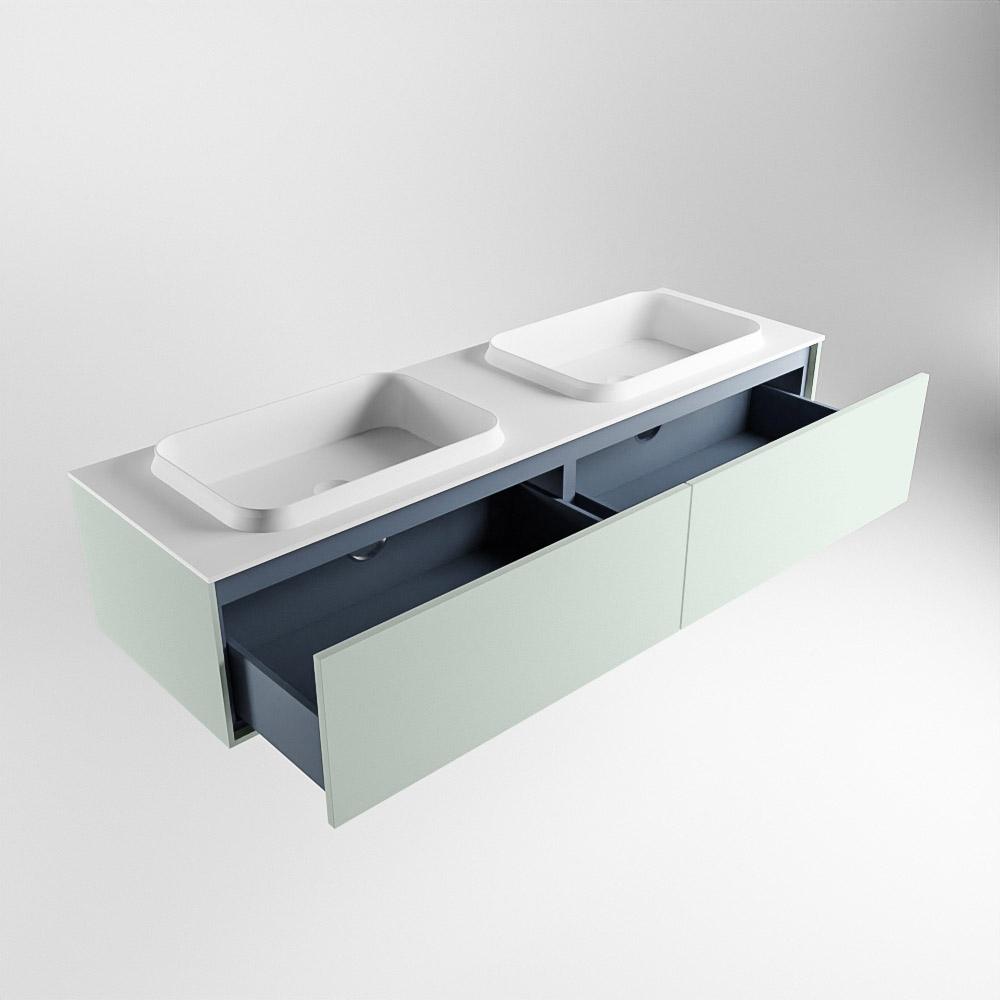MONDIAZ ERIN 150cm mueble de baño color Greey 2 cajones. Lavabo RIDGE Doble 2 orificios color Talc. 6 MONDIAZ ERIN 150cm mueble de baño color Greey 2 cajones. Lavabo RIDGE Doble 2 orificios color Talc. - Imagen 6