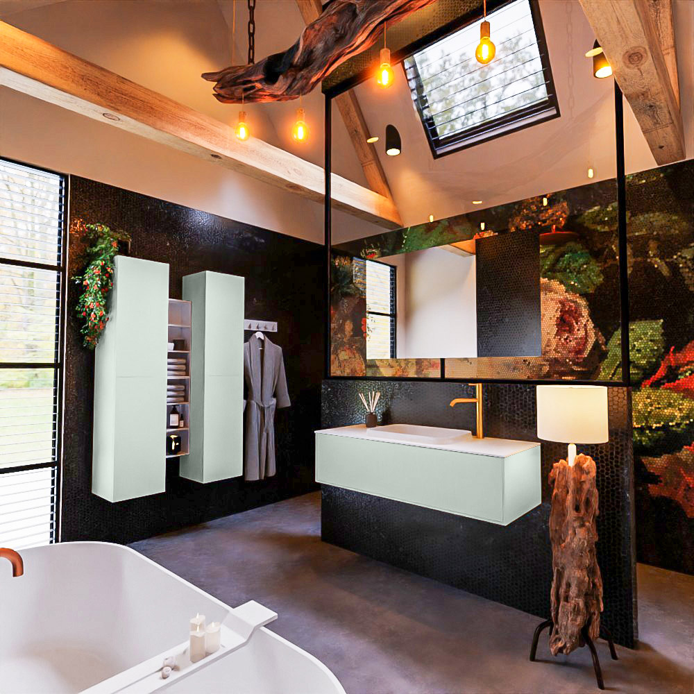 MONDIAZ ERIN 120cm mueble de baño color Greey 1 cajón. Lavabo RIDGE Centro 1 orificio color Talc. 2 MONDIAZ ERIN 120cm mueble de baño color Greey 1 cajón. Lavabo RIDGE Centro 1 orificio color Talc. - Imagen 2