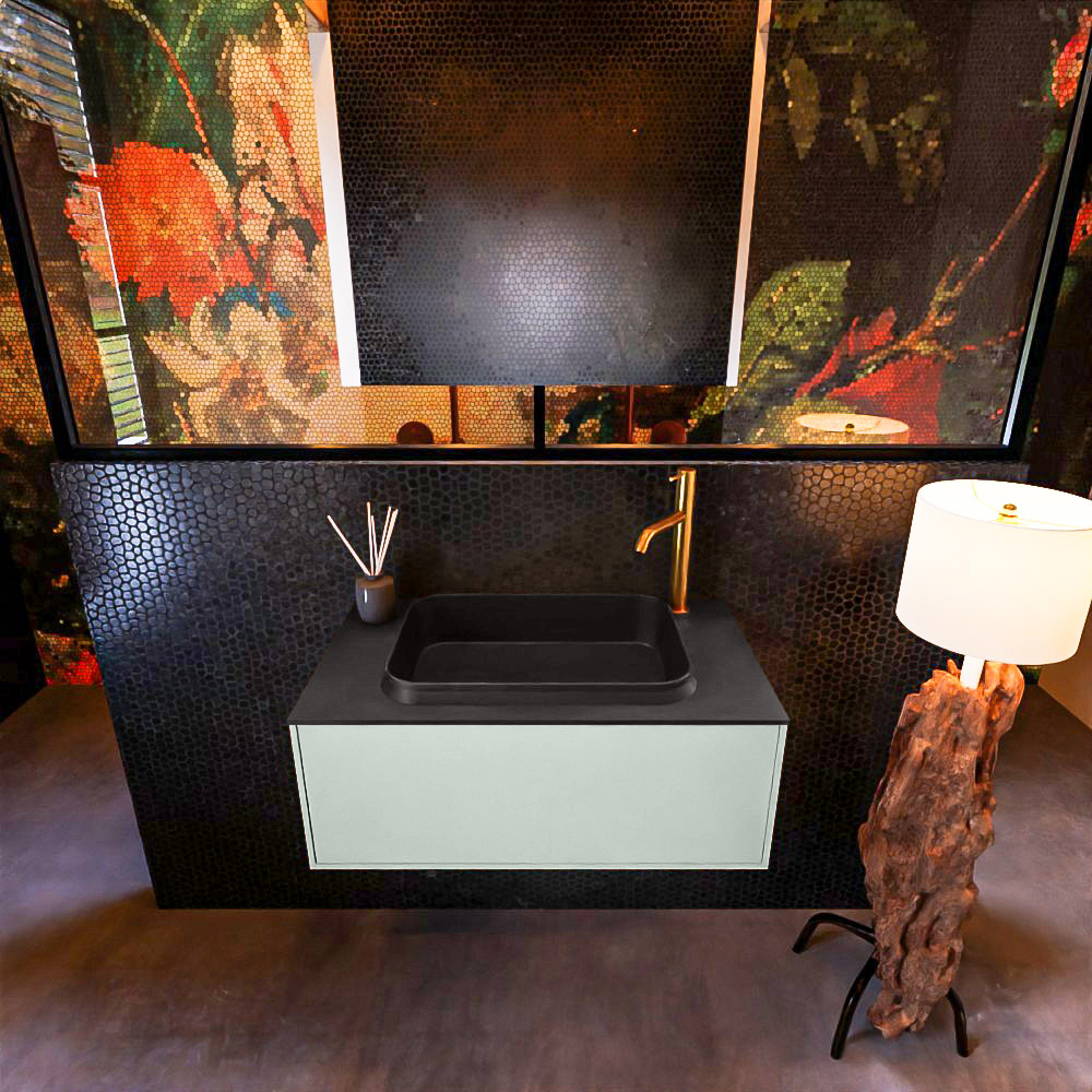 MONDIAZ ERIN 80cm mueble de baño color Greey 1 cajón. Lavabo RIDGE Centro 1 orificio color Urban. 3 MONDIAZ ERIN 80cm mueble de baño color Greey 1 cajón. Lavabo RIDGE Centro 1 orificio color Urban. - Imagen 3