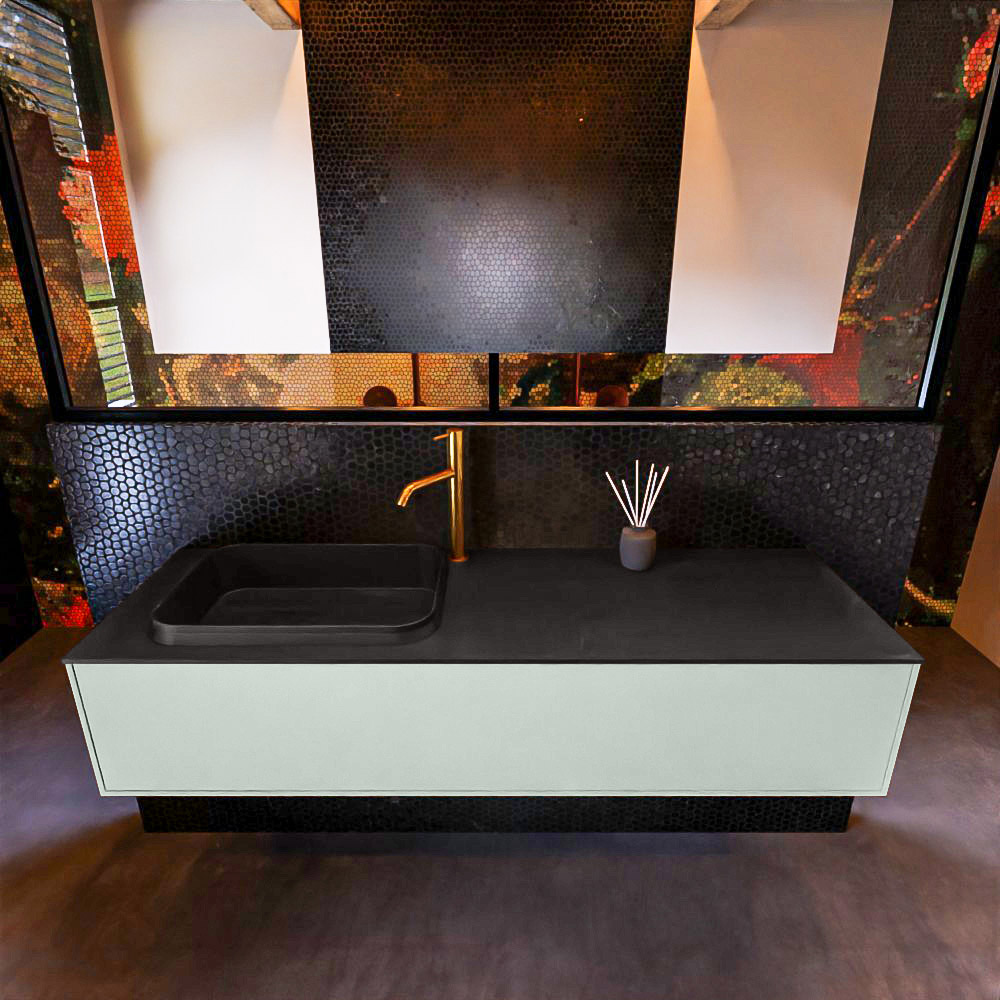 MONDIAZ ERIN 150cm mueble de baño color Greey 1 cajón. Lavabo RIDGE Izquierda 1 orificio color Urban. 3 MONDIAZ ERIN 150cm mueble de baño color Greey 1 cajón. Lavabo RIDGE Izquierda 1 orificio color Urban. - Imagen 3