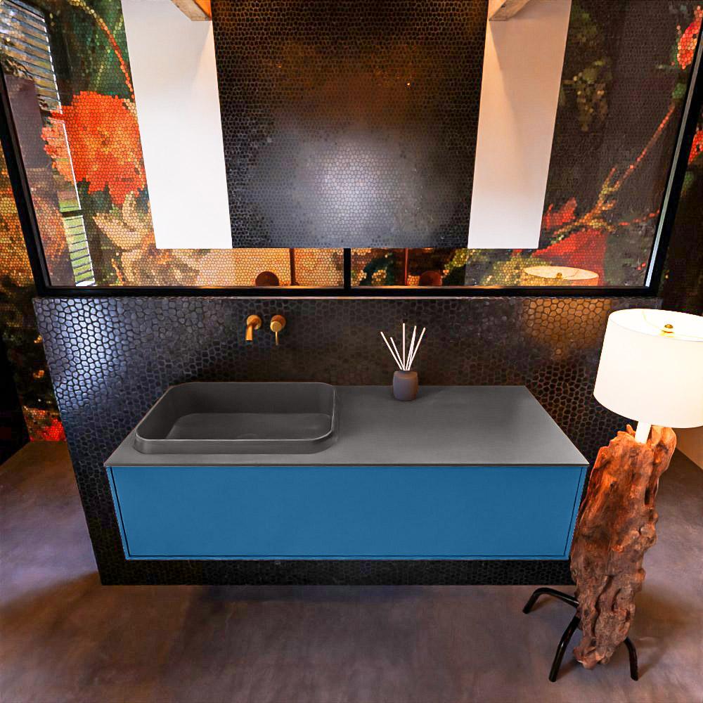 MONDIAZ ERIN 120cm mueble de baño color Jeans 1 cajón. Lavabo RIDGE Izquierda sin orificio color Dark Grey. 3 MONDIAZ ERIN 120cm mueble de baño color Jeans 1 cajón. Lavabo RIDGE Izquierda sin orificio color Dark Grey. - Imagen 3
