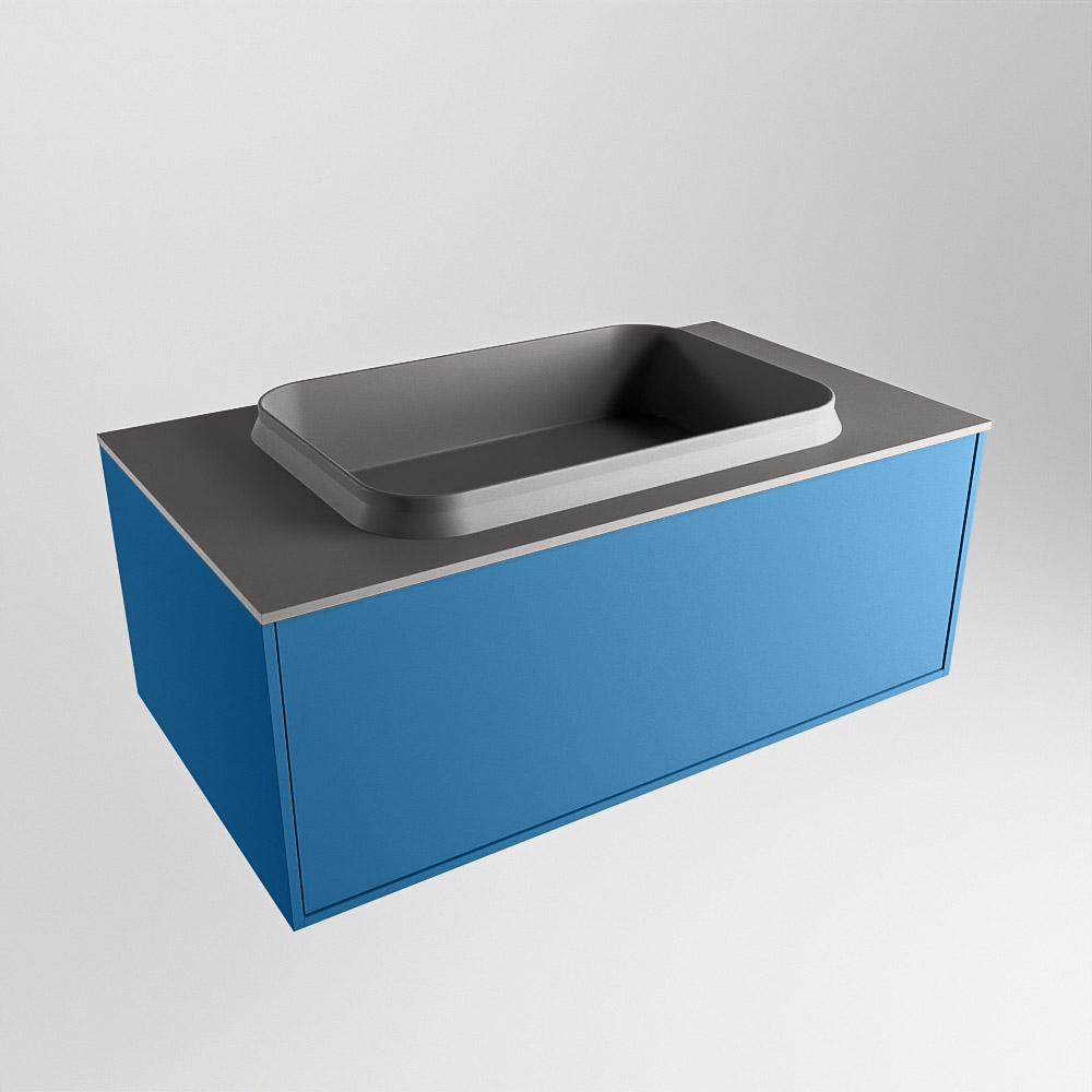 MONDIAZ ERIN 80cm mueble de baño color Jeans 1 cajón. Lavabo RIDGE Centro sin orificio color Dark Grey. 4 MONDIAZ ERIN 80cm mueble de baño color Jeans 1 cajón. Lavabo RIDGE Centro sin orificio color Dark Grey. - Imagen 4