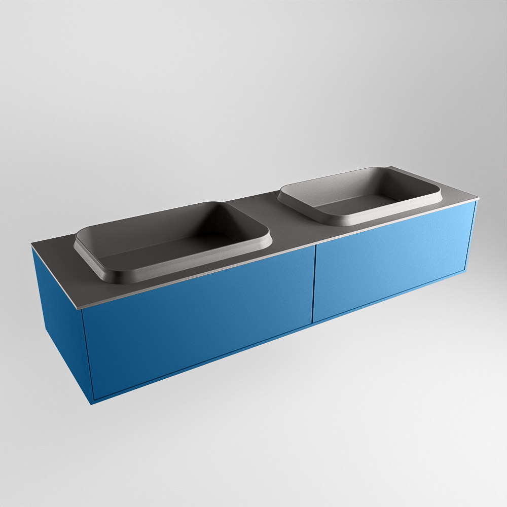 MONDIAZ ERIN 150cm mueble de baño color Jeans 2 cajones. Lavabo RIDGE Doble sin orificio color Dark Grey. 4 MONDIAZ ERIN 150cm mueble de baño color Jeans 2 cajones. Lavabo RIDGE Doble sin orificio color Dark Grey. - Imagen 4