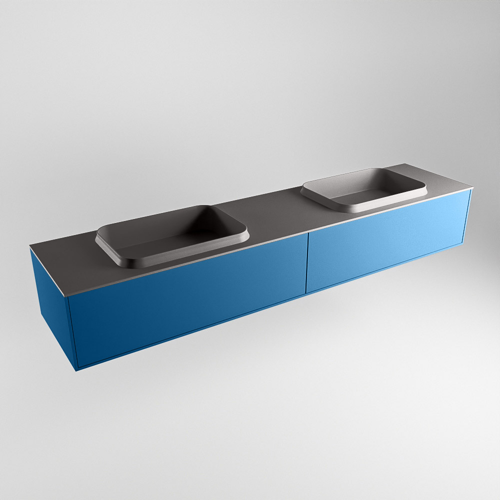 MONDIAZ ERIN 200cm mueble de baño color Jeans 2 cajones. Lavabo RIDGE Doble 2 orificios color Dark Grey. 4 MONDIAZ ERIN 200cm mueble de baño color Jeans 2 cajones. Lavabo RIDGE Doble 2 orificios color Dark Grey. - Imagen 4