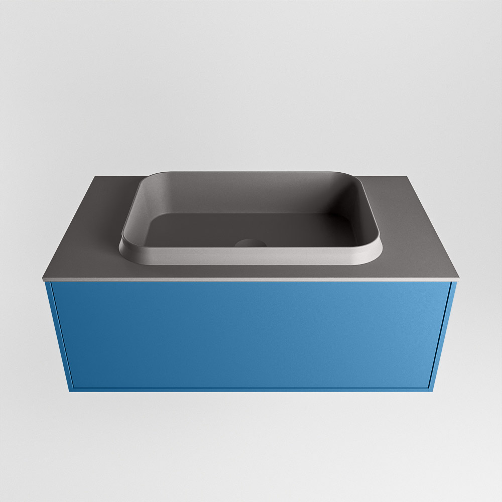 MONDIAZ ERIN 80cm mueble de baño color Jeans 1 cajón. Lavabo RIDGE Centro sin orificio color Dark Grey. 5 MONDIAZ ERIN 80cm mueble de baño color Jeans 1 cajón. Lavabo RIDGE Centro sin orificio color Dark Grey. - Imagen 5