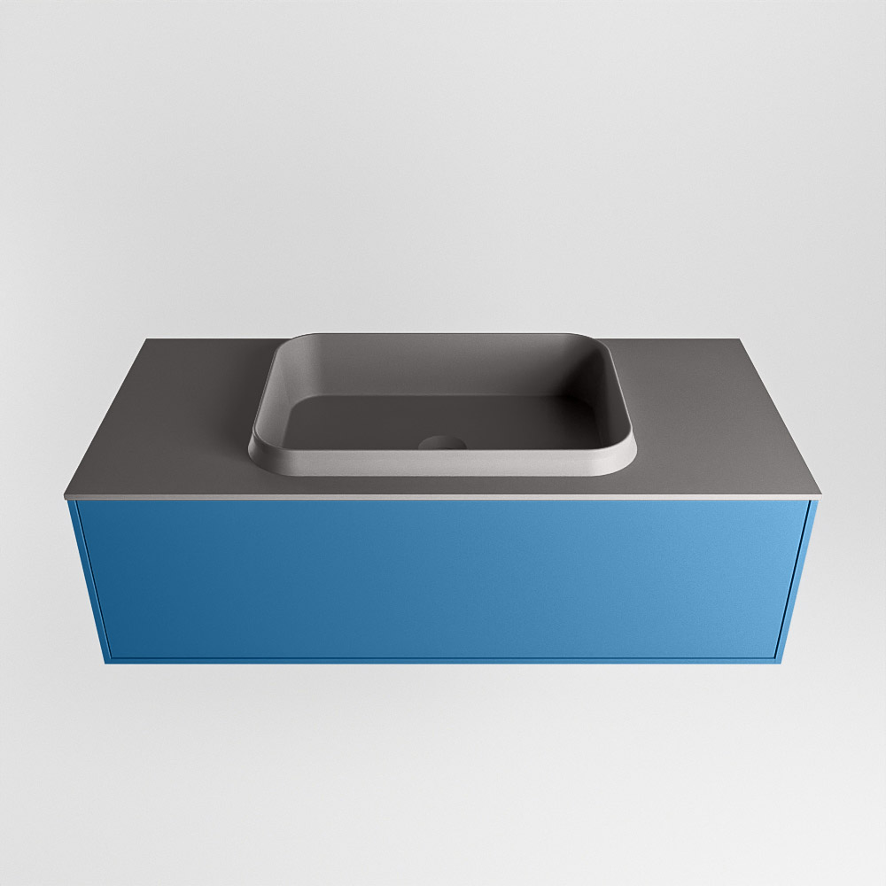 MONDIAZ ERIN 100cm mueble de baño color Jeans 1 cajón. Lavabo RIDGE Centro sin orificio color Dark Grey. 5 MONDIAZ ERIN 100cm mueble de baño color Jeans 1 cajón. Lavabo RIDGE Centro sin orificio color Dark Grey. - Imagen 5