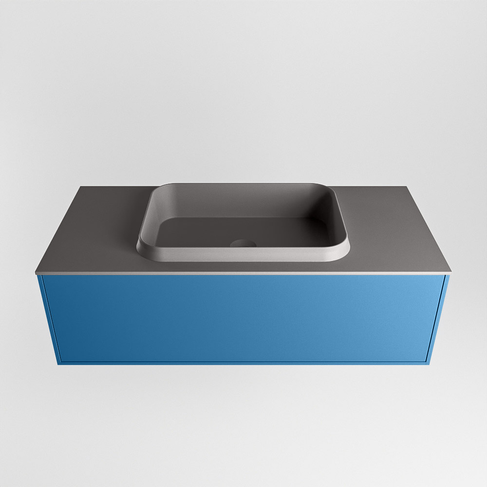 MONDIAZ ERIN 100cm mueble de baño color Jeans 1 cajón. Lavabo RIDGE Centro 1 orificio color Dark Grey. 5 MONDIAZ ERIN 100cm mueble de baño color Jeans 1 cajón. Lavabo RIDGE Centro 1 orificio color Dark Grey. - Imagen 5