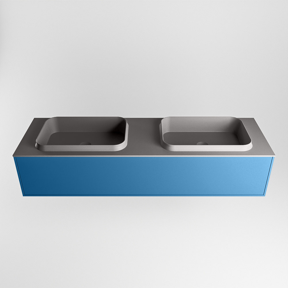MONDIAZ ERIN 150cm mueble de baño color Jeans 1 cajón. Lavabo RIDGE Doble sin orificio color Dark Grey. 5 MONDIAZ ERIN 150cm mueble de baño color Jeans 1 cajón. Lavabo RIDGE Doble sin orificio color Dark Grey. - Imagen 5