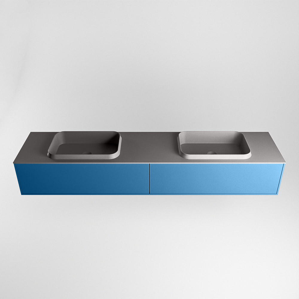 MONDIAZ ERIN 200cm mueble de baño color Jeans 2 cajones. Lavabo RIDGE Doble 2 orificios color Dark Grey. 5 MONDIAZ ERIN 200cm mueble de baño color Jeans 2 cajones. Lavabo RIDGE Doble 2 orificios color Dark Grey. - Imagen 5