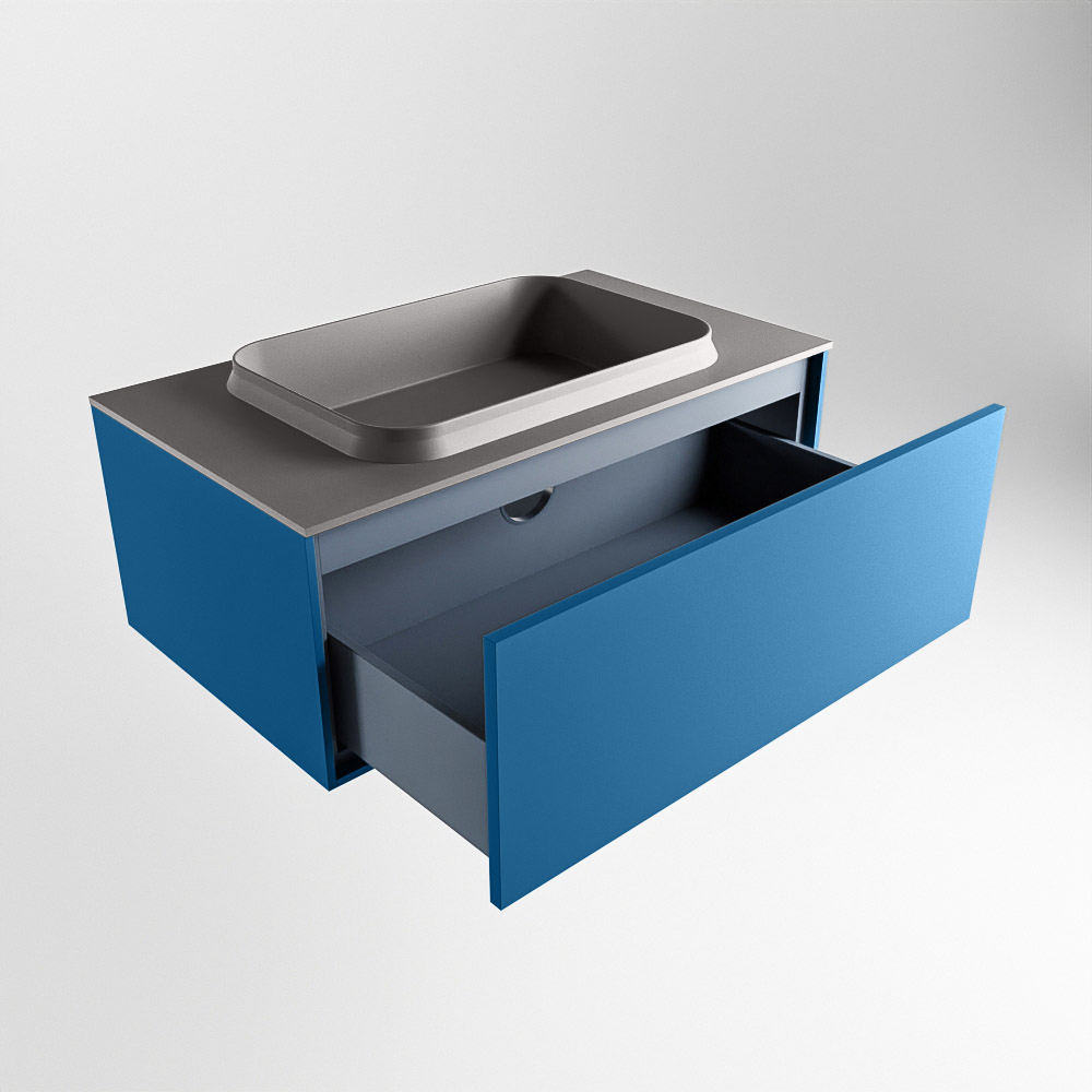 MONDIAZ ERIN 80cm mueble de baño color Jeans 1 cajón. Lavabo RIDGE Centro 1 orificio color Dark Grey. 6 MONDIAZ ERIN 80cm mueble de baño color Jeans 1 cajón. Lavabo RIDGE Centro 1 orificio color Dark Grey. - Imagen 6