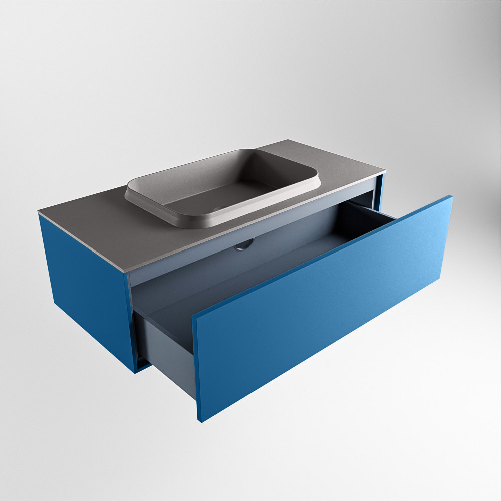 MONDIAZ ERIN 100cm mueble de baño color Jeans 1 cajón. Lavabo RIDGE Centro sin orificio color Dark Grey. 6 MONDIAZ ERIN 100cm mueble de baño color Jeans 1 cajón. Lavabo RIDGE Centro sin orificio color Dark Grey. - Imagen 6