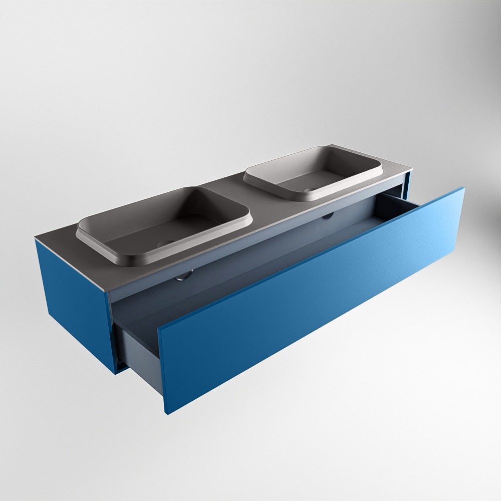 MONDIAZ ERIN 150cm mueble de baño color Jeans 1 cajón. Lavabo RIDGE Doble 2 orificios color Dark Grey. 6 MONDIAZ ERIN 150cm mueble de baño color Jeans 1 cajón. Lavabo RIDGE Doble 2 orificios color Dark Grey. - Imagen 6
