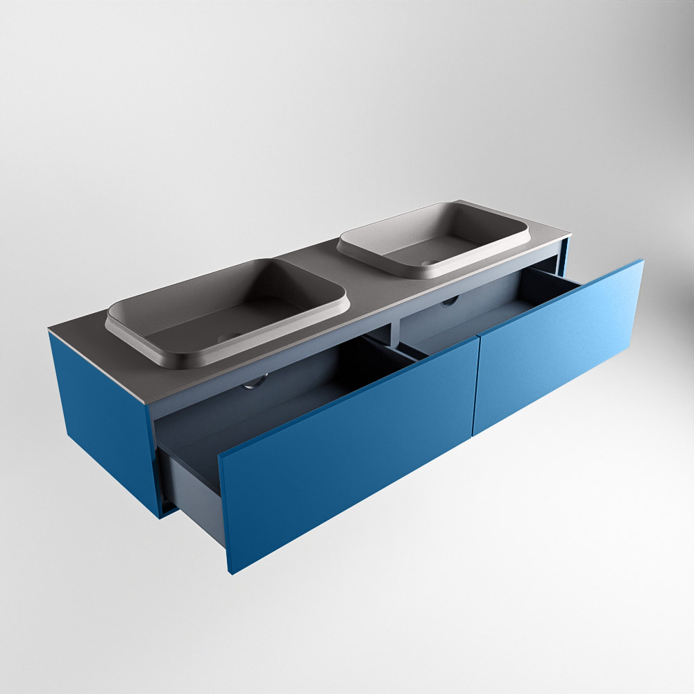 MONDIAZ ERIN 150cm mueble de baño color Jeans 2 cajones. Lavabo RIDGE Doble 2 orificios color Dark Grey. 6 MONDIAZ ERIN 150cm mueble de baño color Jeans 2 cajones. Lavabo RIDGE Doble 2 orificios color Dark Grey. - Imagen 6