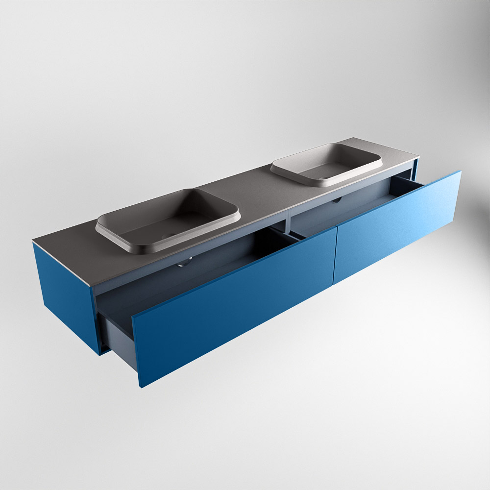MONDIAZ ERIN 200cm mueble de baño color Jeans 2 cajones. Lavabo RIDGE Doble 2 orificios color Dark Grey. 6 MONDIAZ ERIN 200cm mueble de baño color Jeans 2 cajones. Lavabo RIDGE Doble 2 orificios color Dark Grey. - Imagen 6