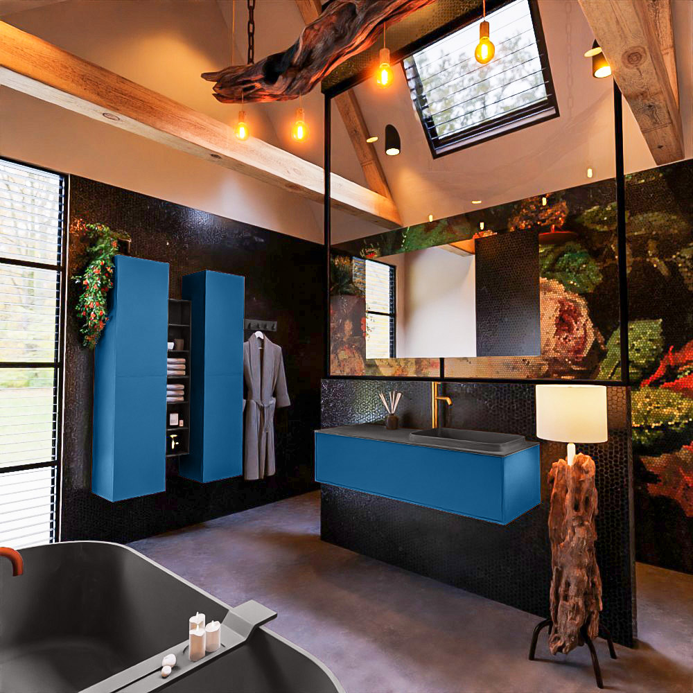 MONDIAZ ERIN 120cm mueble de baño color Jeans 1 cajón. Lavabo RIDGE Derecho 1 orificio color Dark Grey. 2 MONDIAZ ERIN 120cm mueble de baño color Jeans 1 cajón. Lavabo RIDGE Derecho 1 orificio color Dark Grey. - Imagen 2