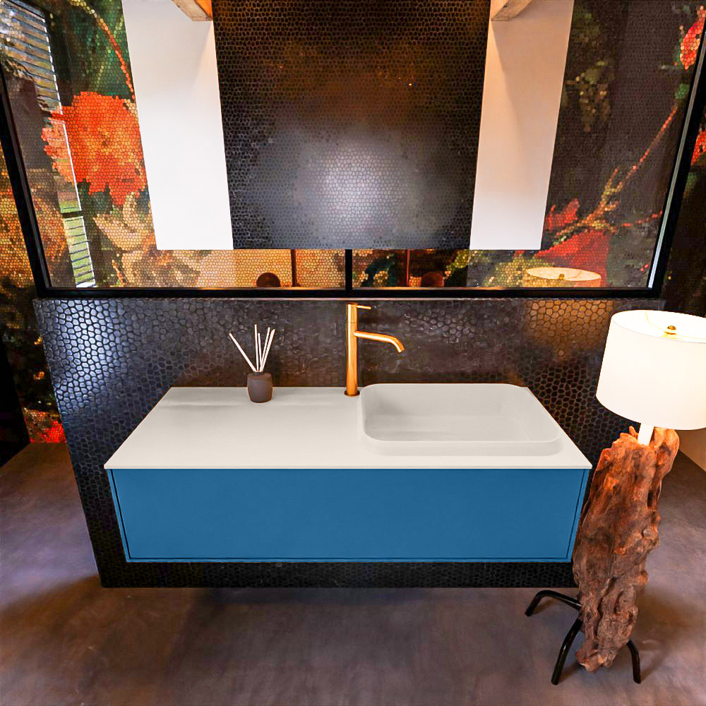 MONDIAZ ERIN 120cm mueble de baño color Jeans 1 cajón. Lavabo RIDGE Derecho 1 orificio color Linen. 3 MONDIAZ ERIN 120cm mueble de baño color Jeans 1 cajón. Lavabo RIDGE Derecho 1 orificio color Linen. - Imagen 3
