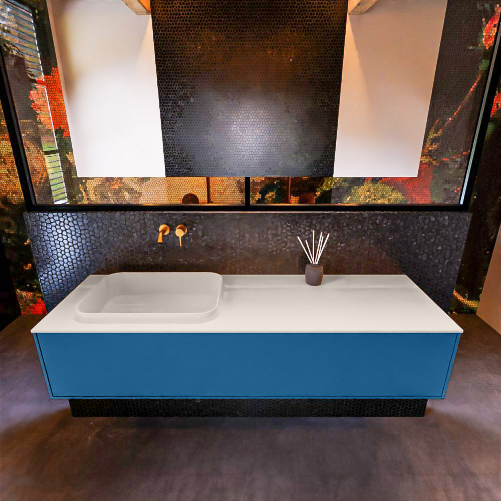MONDIAZ ERIN 150cm mueble de baño color Jeans 1 cajón. Lavabo RIDGE Izquierda sin orificio color Linen. 3 MONDIAZ ERIN 150cm mueble de baño color Jeans 1 cajón. Lavabo RIDGE Izquierda sin orificio color Linen. - Imagen 3