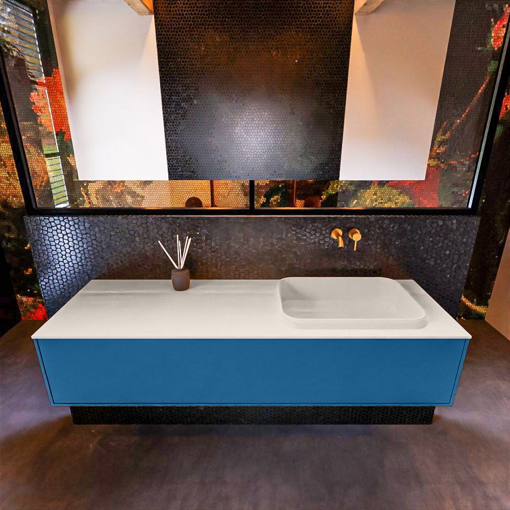 MONDIAZ ERIN 150cm mueble de baño color Jeans 1 cajón. Lavabo RIDGE Derecho sin orificio color Linen. 3 MONDIAZ ERIN 150cm mueble de baño color Jeans 1 cajón. Lavabo RIDGE Derecho sin orificio color Linen. - Imagen 3
