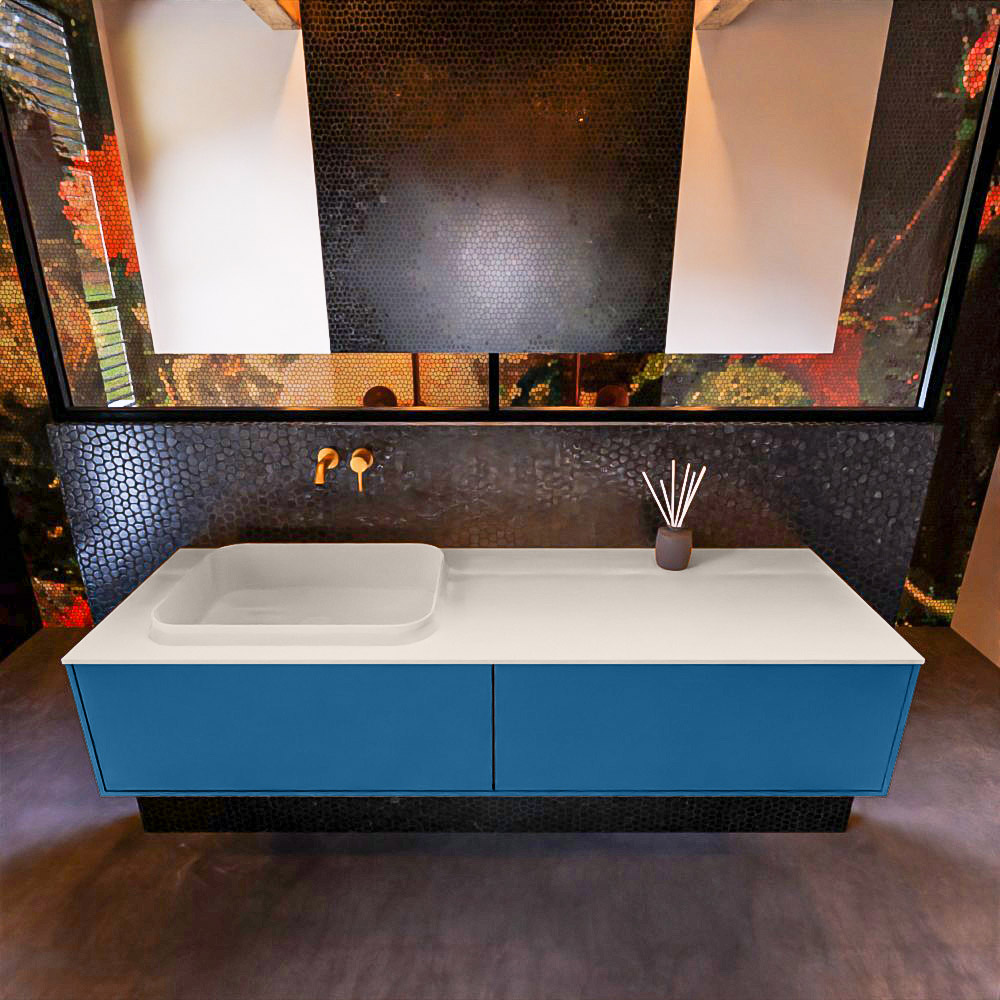 MONDIAZ ERIN 150cm mueble de baño color Jeans 2 cajones. Lavabo RIDGE Izquierda sin orificio color Linen. 3 MONDIAZ ERIN 150cm mueble de baño color Jeans 2 cajones. Lavabo RIDGE Izquierda sin orificio color Linen. - Imagen 3