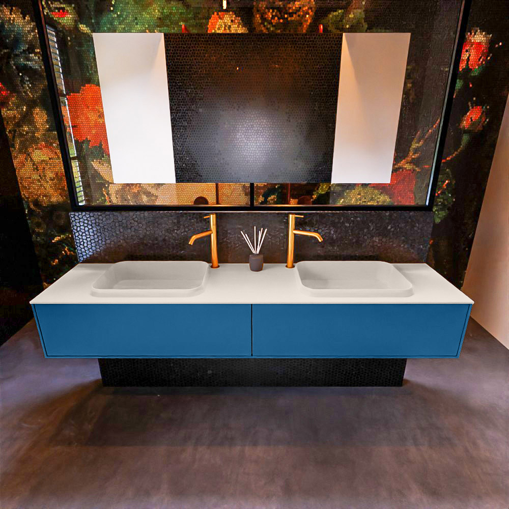 MONDIAZ ERIN 200cm mueble de baño color Jeans 2 cajones. Lavabo RIDGE Doble 2 orificios color Linen. 3 MONDIAZ ERIN 200cm mueble de baño color Jeans 2 cajones. Lavabo RIDGE Doble 2 orificios color Linen. - Imagen 3