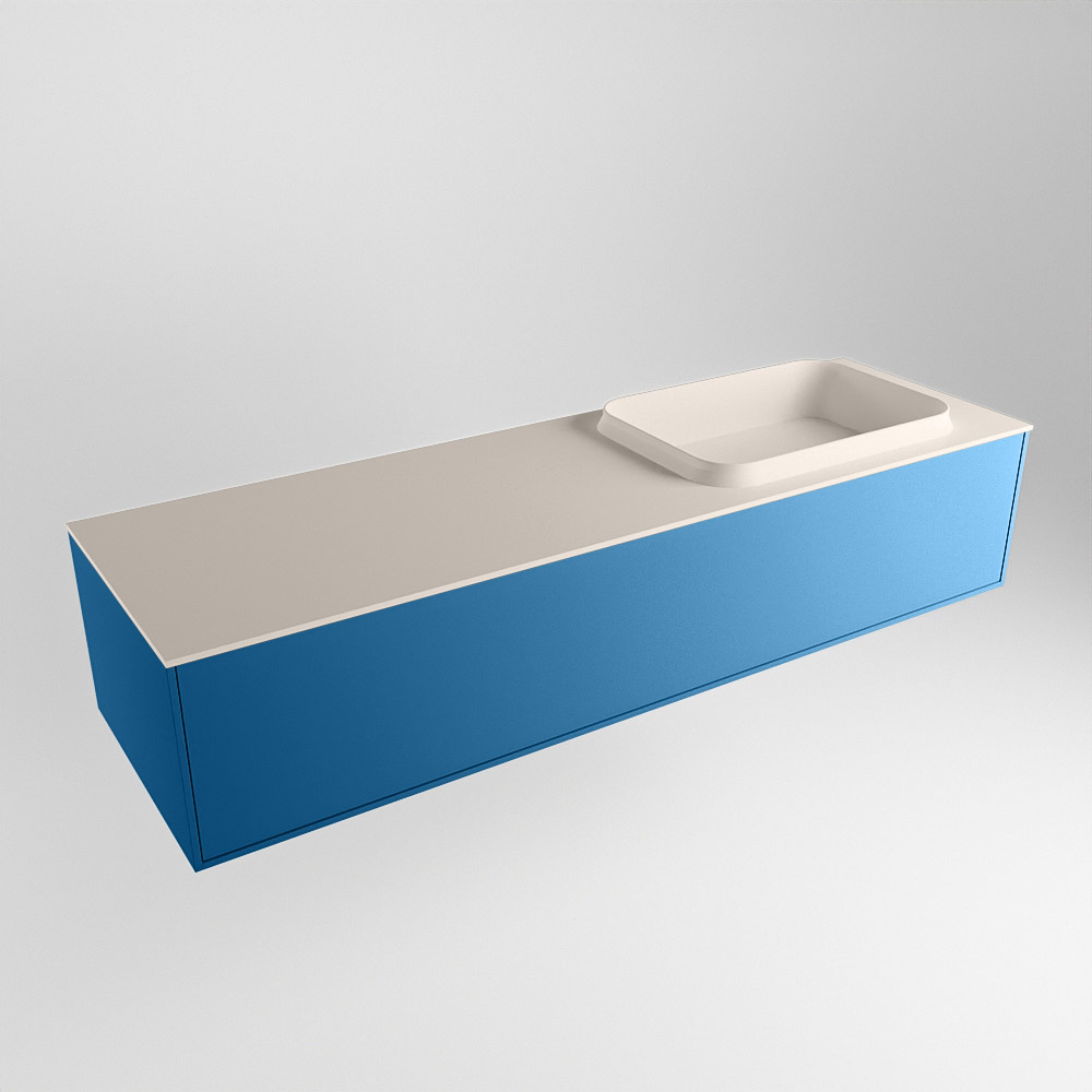 MONDIAZ ERIN 150cm mueble de baño color Jeans 1 cajón. Lavabo RIDGE Derecho sin orificio color Linen. 4 MONDIAZ ERIN 150cm mueble de baño color Jeans 1 cajón. Lavabo RIDGE Derecho sin orificio color Linen. - Imagen 4