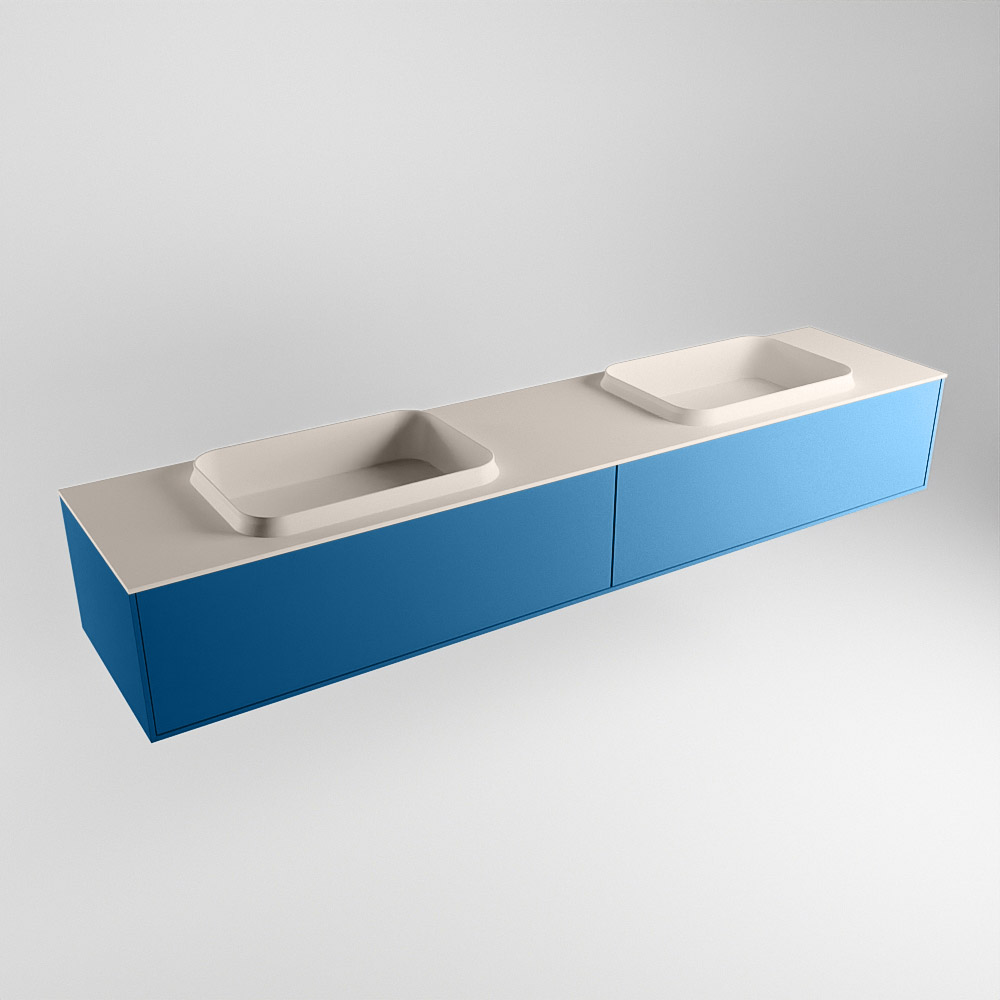 MONDIAZ ERIN 200cm mueble de baño color Jeans 2 cajones. Lavabo RIDGE Doble 2 orificios color Linen. 4 MONDIAZ ERIN 200cm mueble de baño color Jeans 2 cajones. Lavabo RIDGE Doble 2 orificios color Linen. - Imagen 4
