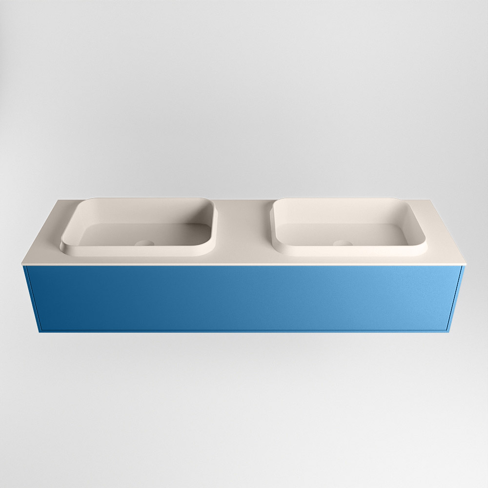 MONDIAZ ERIN 150cm mueble de baño color Jeans 1 cajón. Lavabo RIDGE Doble sin orificio color Linen. 5 MONDIAZ ERIN 150cm mueble de baño color Jeans 1 cajón. Lavabo RIDGE Doble sin orificio color Linen. - Imagen 5