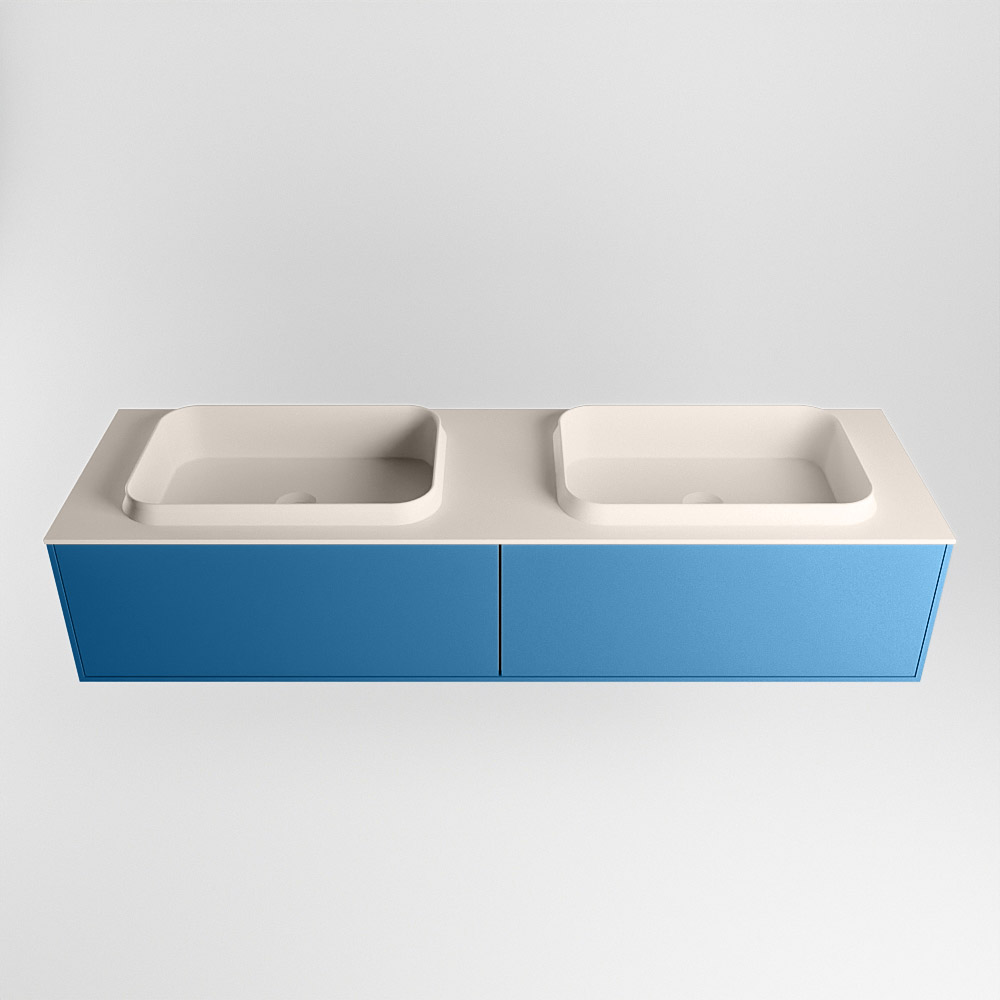 MONDIAZ ERIN 150cm mueble de baño color Jeans 2 cajones. Lavabo RIDGE Doble sin orificio color Linen. 5 MONDIAZ ERIN 150cm mueble de baño color Jeans 2 cajones. Lavabo RIDGE Doble sin orificio color Linen. - Imagen 5