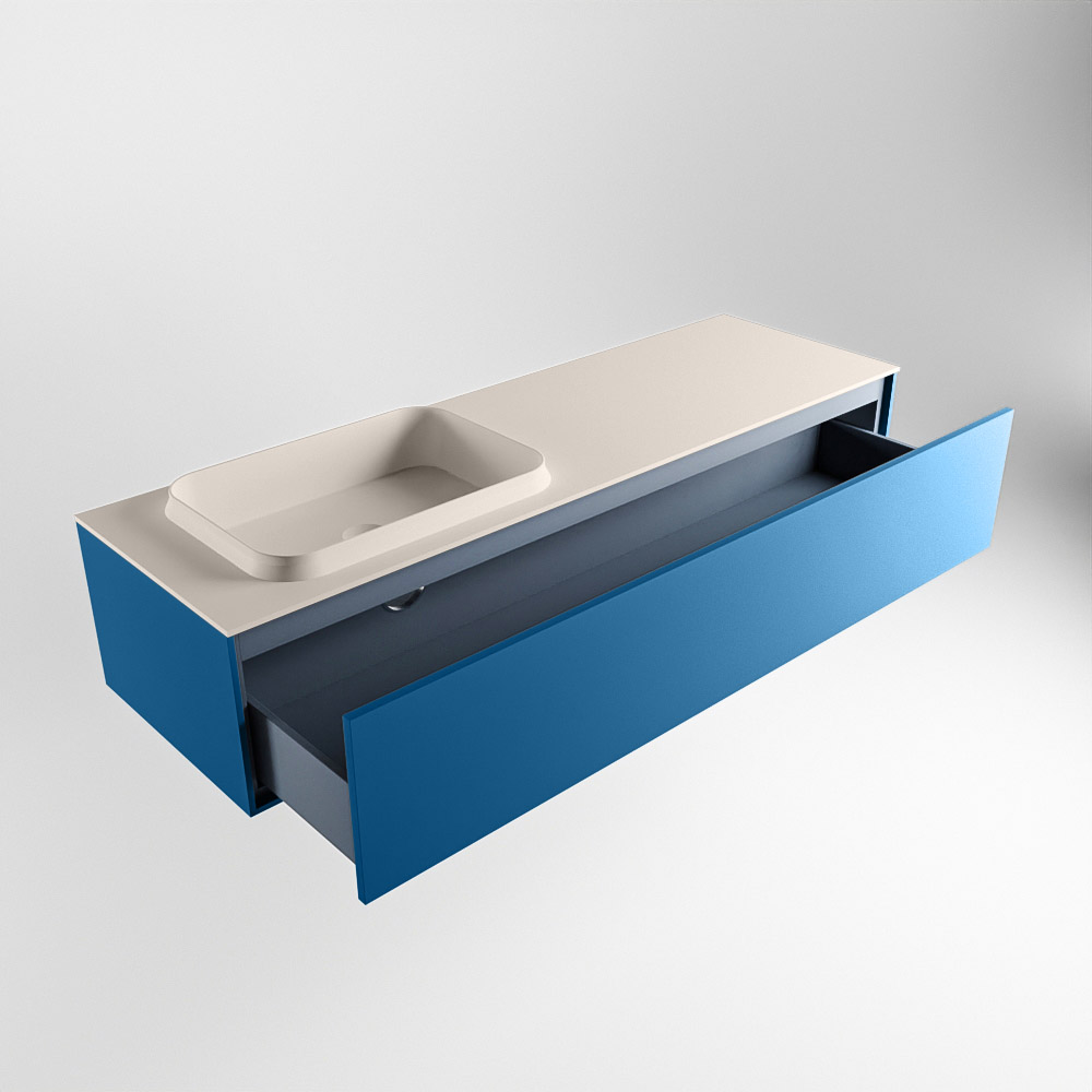 MONDIAZ ERIN 150cm mueble de baño color Jeans 1 cajón. Lavabo RIDGE Izquierda sin orificio color Linen. 6 MONDIAZ ERIN 150cm mueble de baño color Jeans 1 cajón. Lavabo RIDGE Izquierda sin orificio color Linen. - Imagen 6