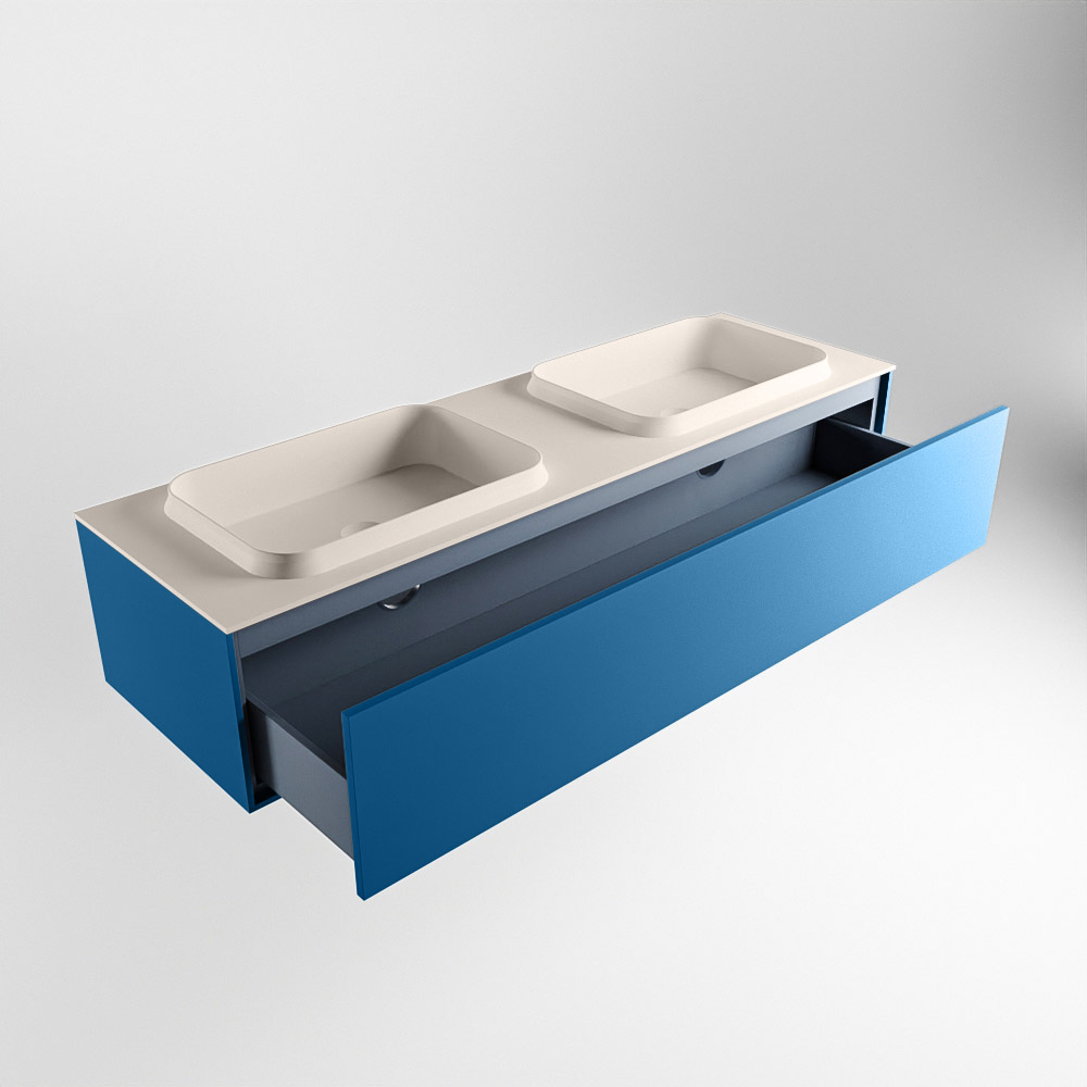 MONDIAZ ERIN 150cm mueble de baño color Jeans 1 cajón. Lavabo RIDGE Doble 2 orificios color Linen. 6 MONDIAZ ERIN 150cm mueble de baño color Jeans 1 cajón. Lavabo RIDGE Doble 2 orificios color Linen. - Imagen 6