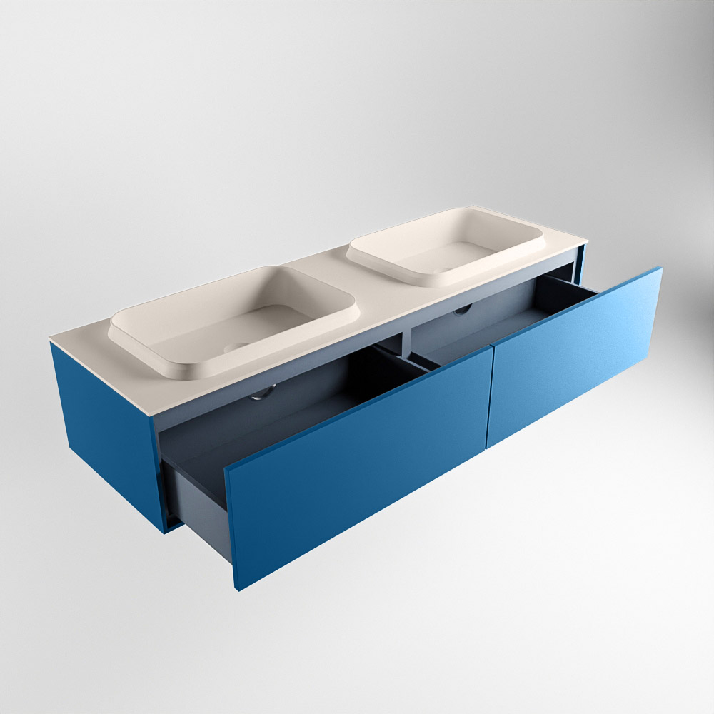 MONDIAZ ERIN 150cm mueble de baño color Jeans 2 cajones. Lavabo RIDGE Doble sin orificio color Linen. 6 MONDIAZ ERIN 150cm mueble de baño color Jeans 2 cajones. Lavabo RIDGE Doble sin orificio color Linen. - Imagen 6